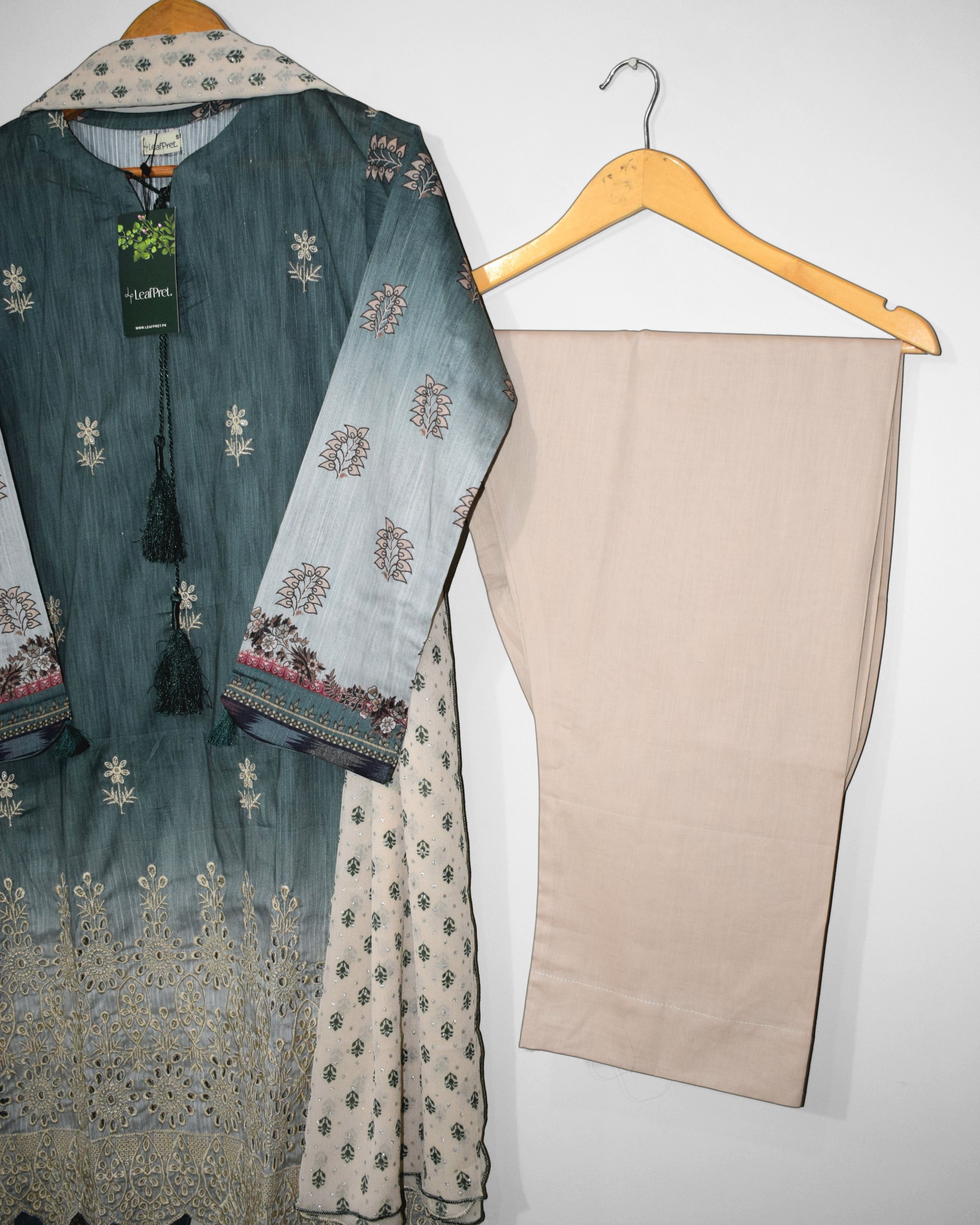 Mehr Noor dyed straight trouser in soft contrast tone