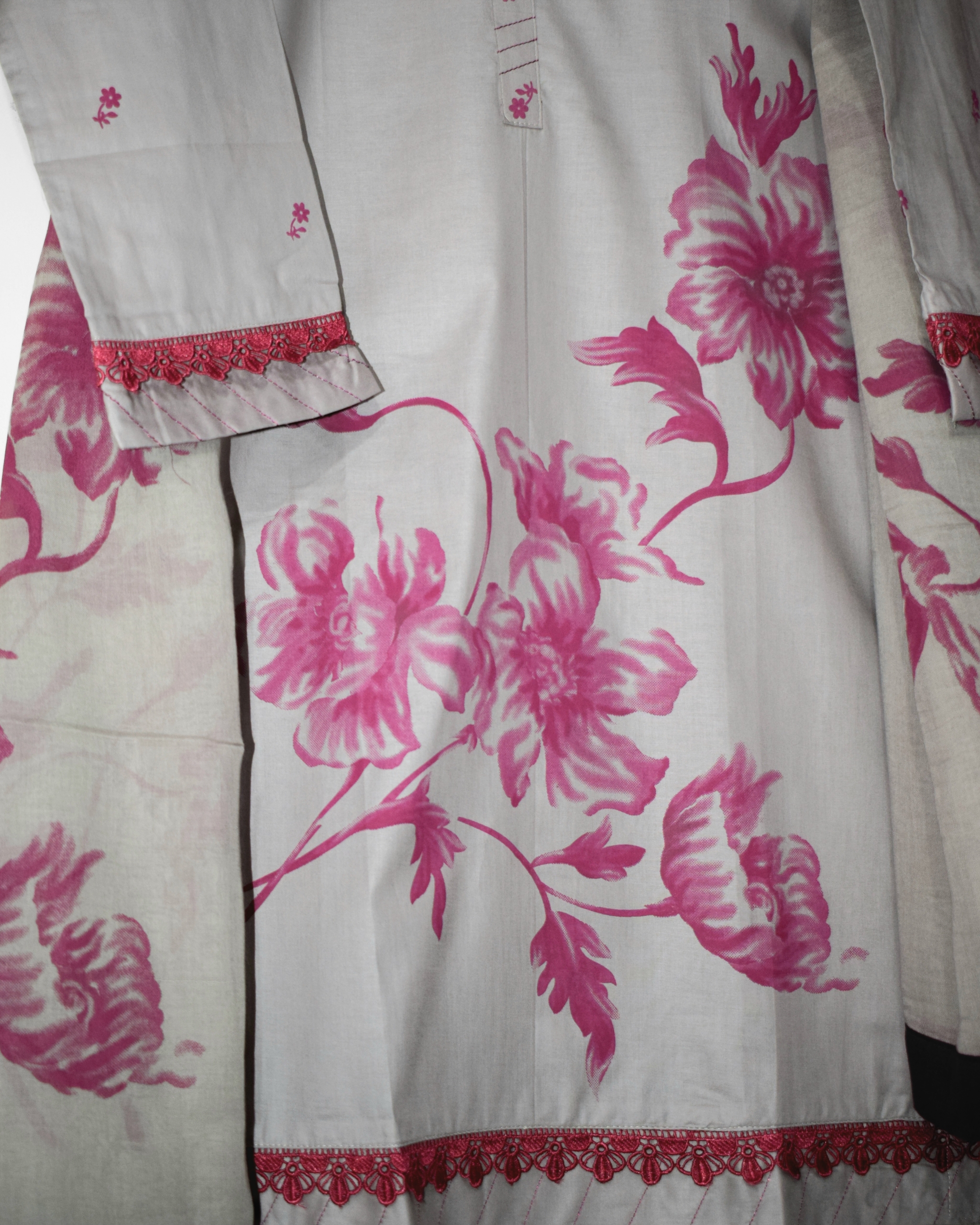 New Rosewood – 3 Piece Soft Lawn Cotton Suit with Lawn Dupatta - Image 3