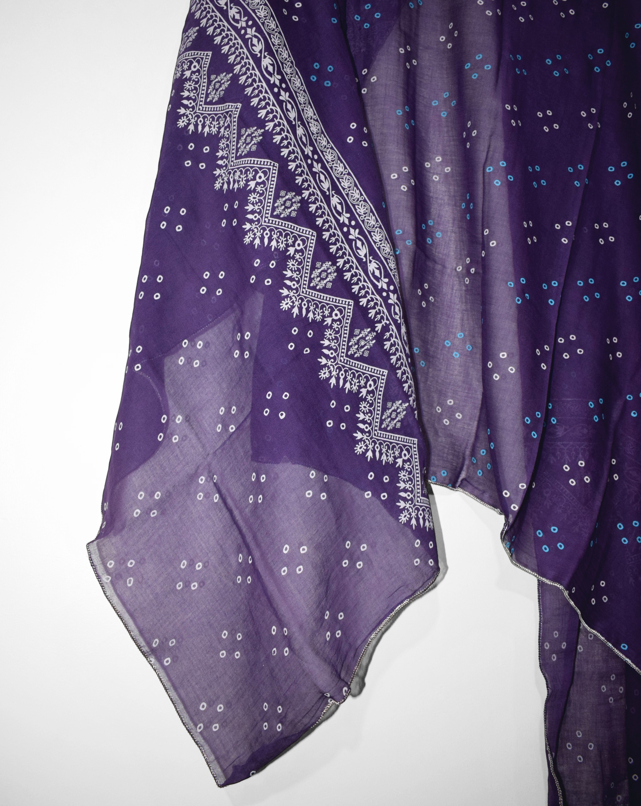 Royal Violet lawn screen printed dupatta with elegant border