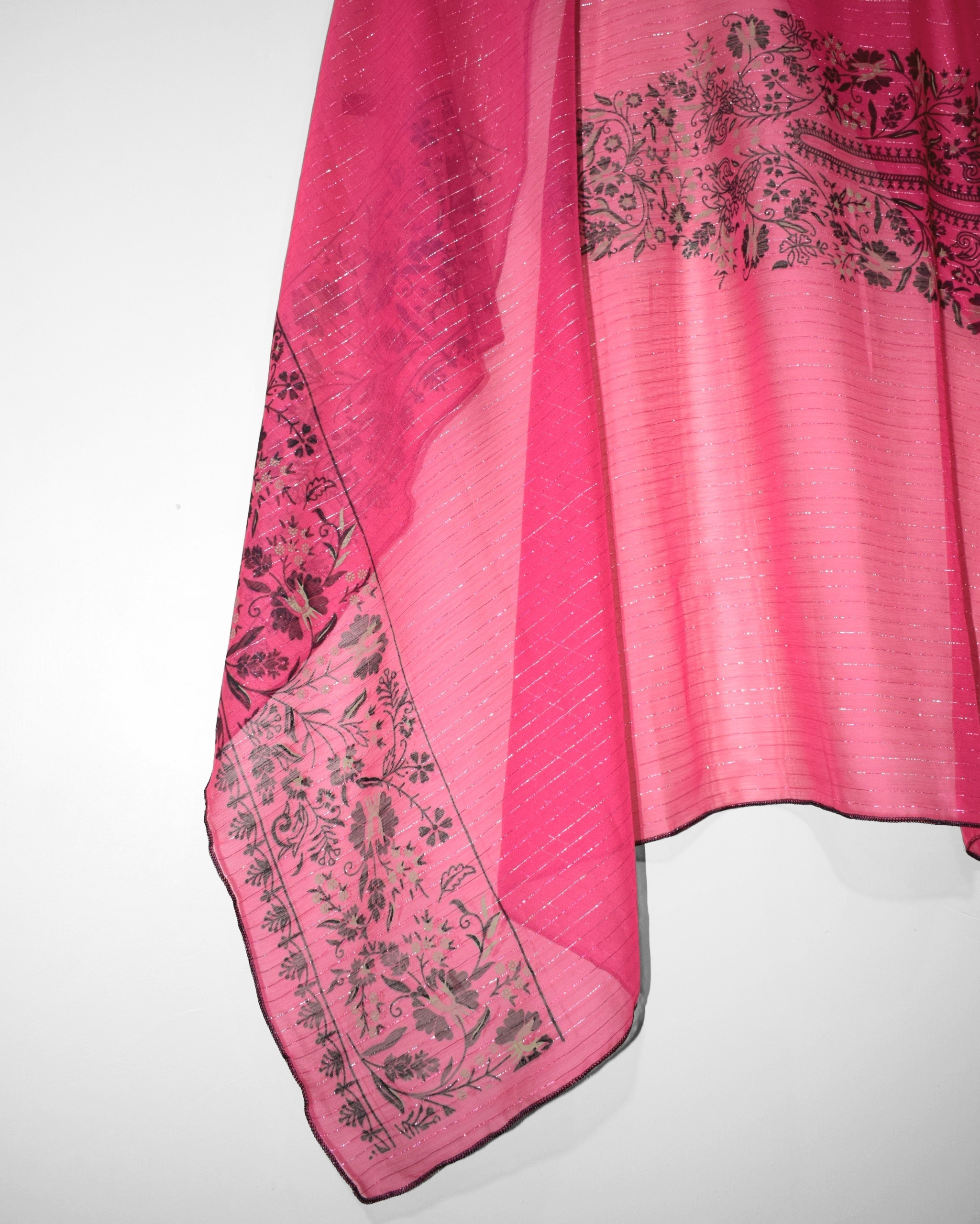 Atishi LeafPret chiffon dupatta silver zari crinkle