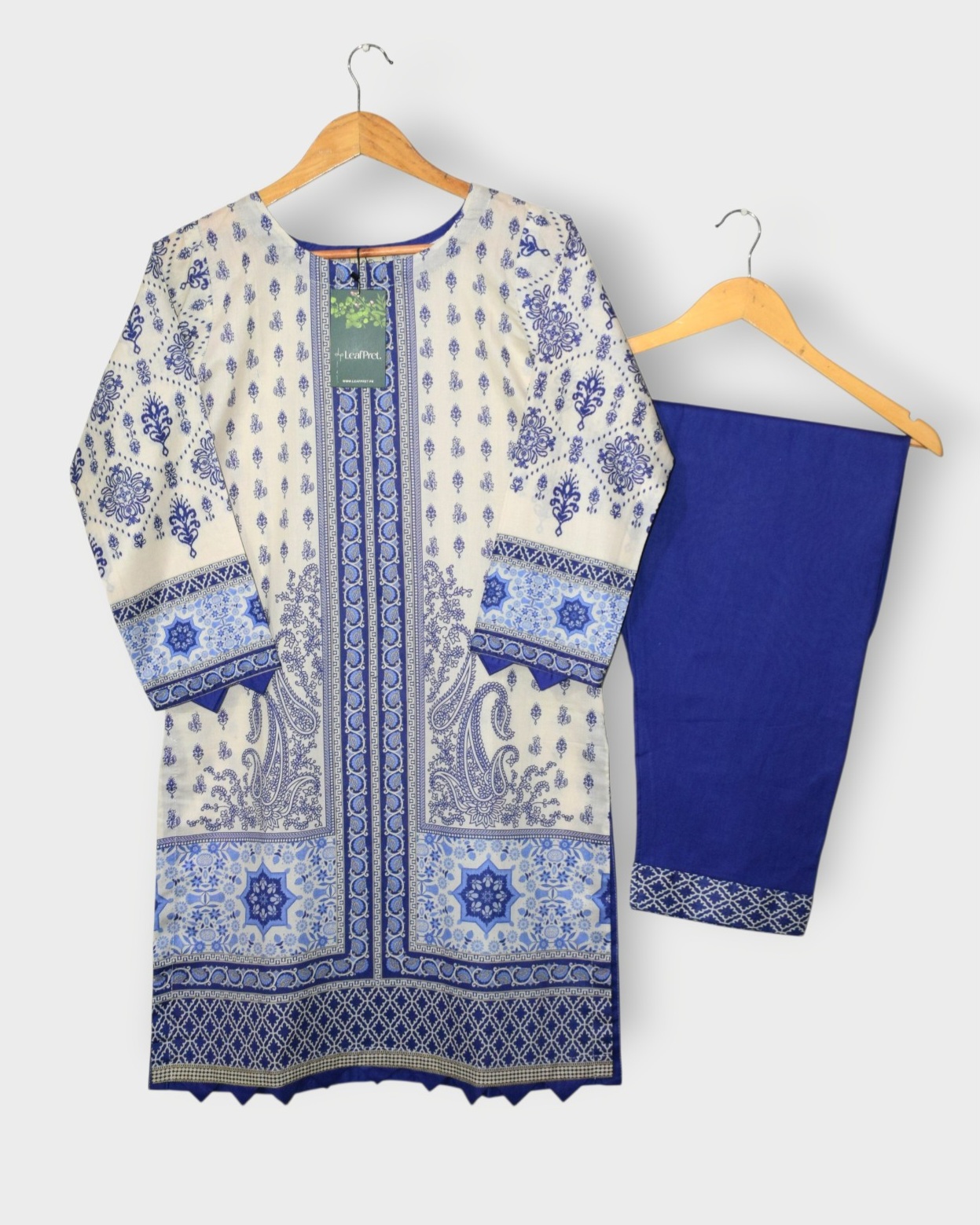 Ocean by LeafPret 2 piece digital printed lawn suit ivory blue summer 2026