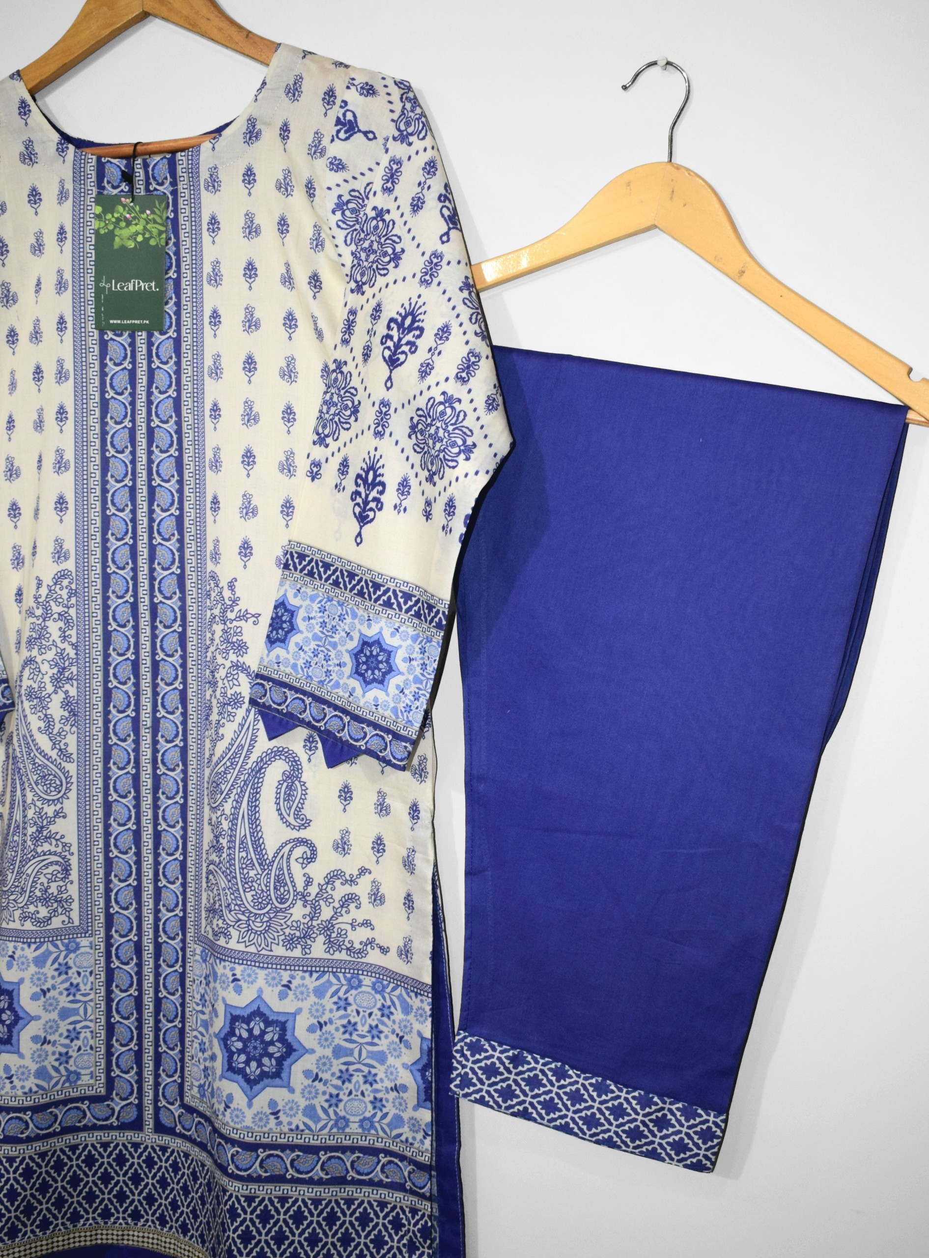 Ocean by LeafPret 2 piece digital printed lawn suit ivory blue summer 2026