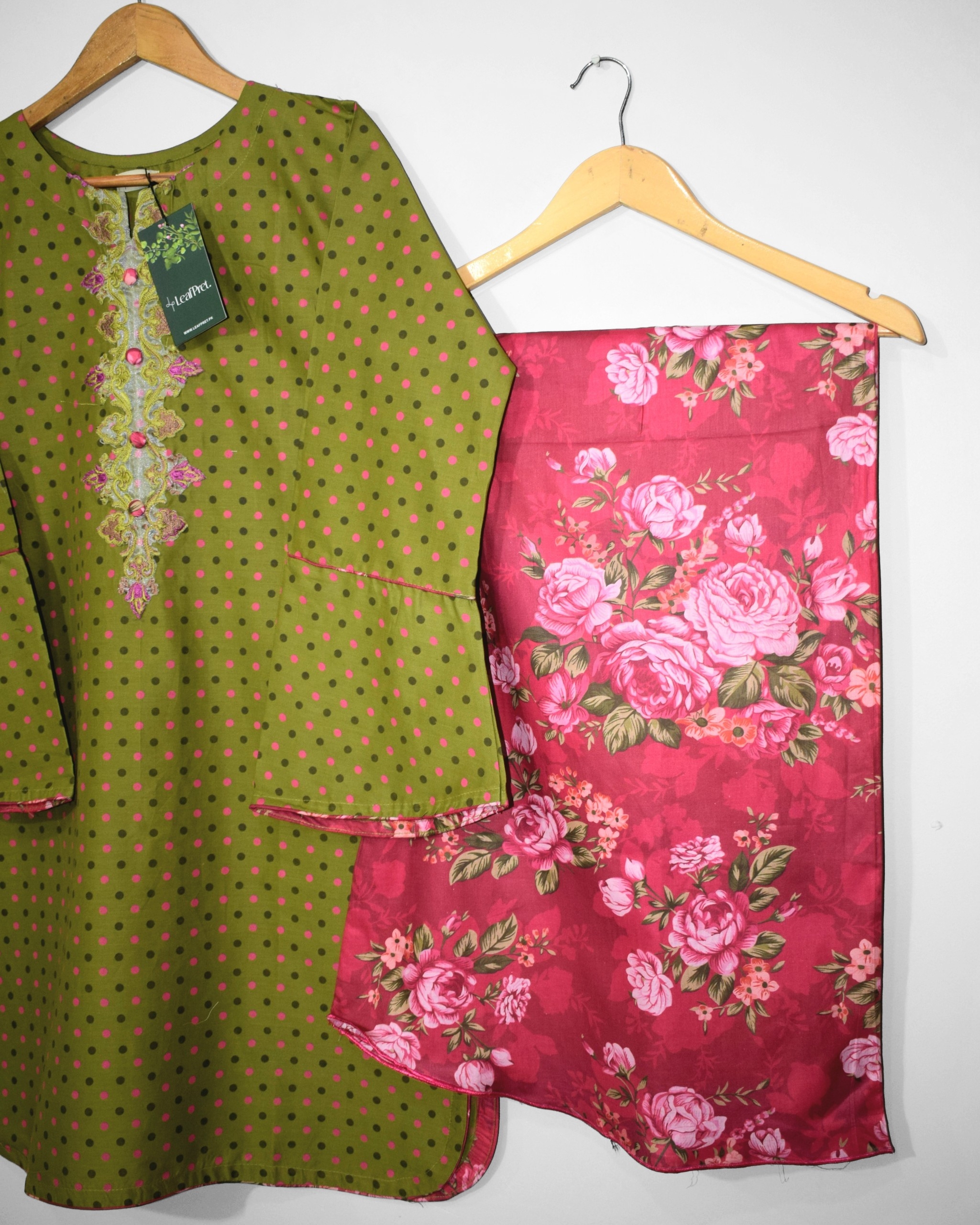 Olive Flora digital printed floral flapper lawn