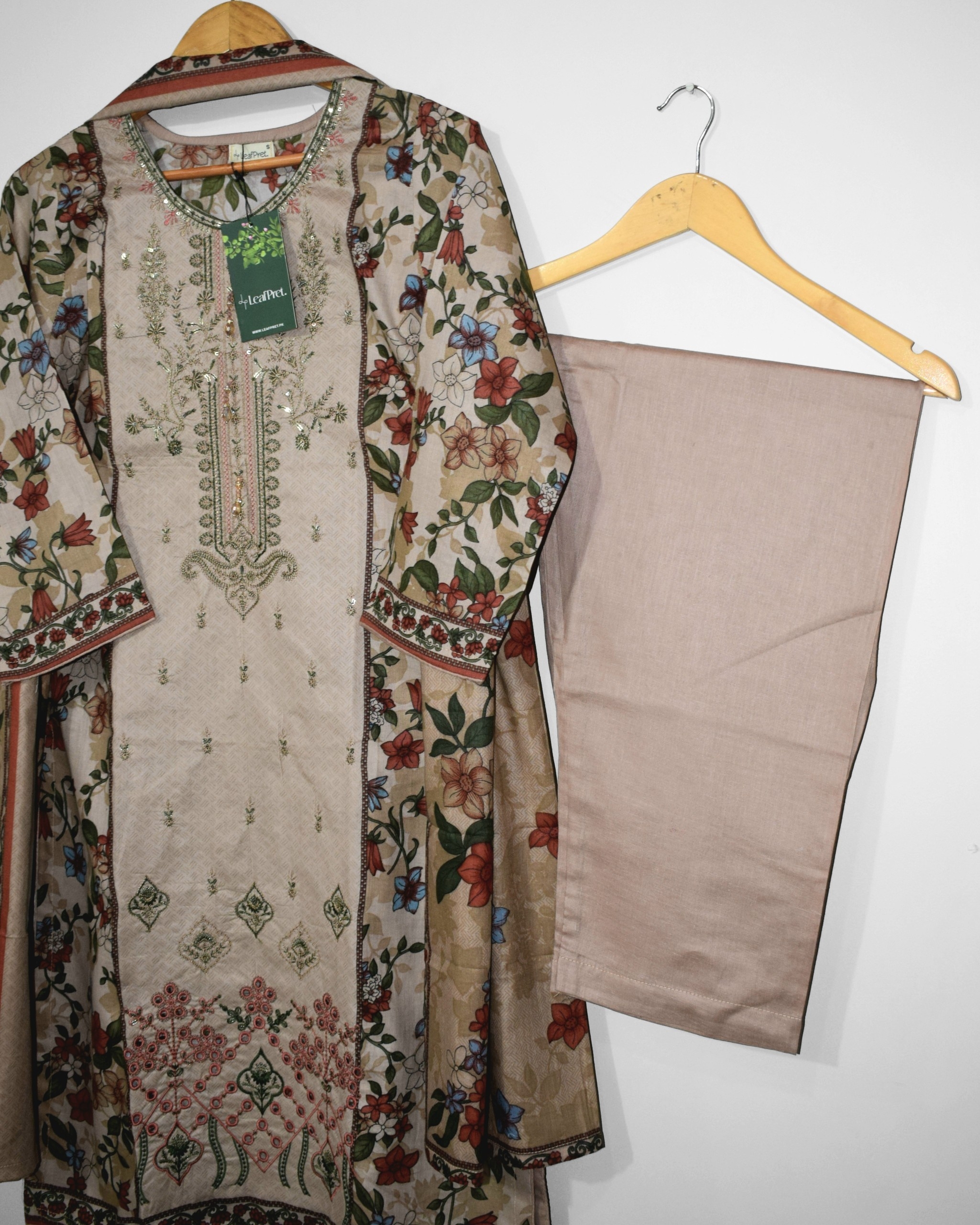Sandstone LeafPret plain lawn trouser stitched suit Eid Collection 2026