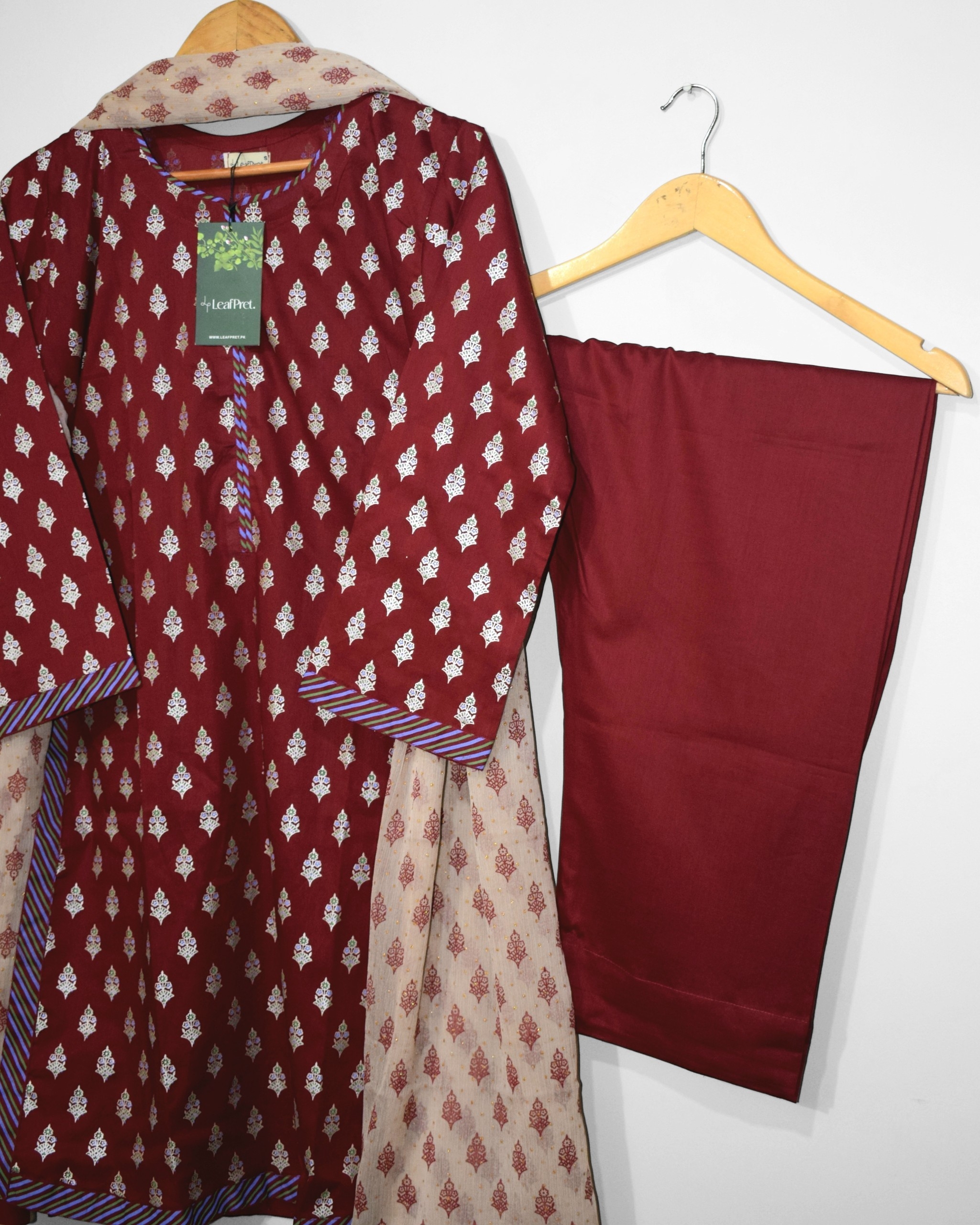 Plain maroon trouser for women stitched suit LeafPret