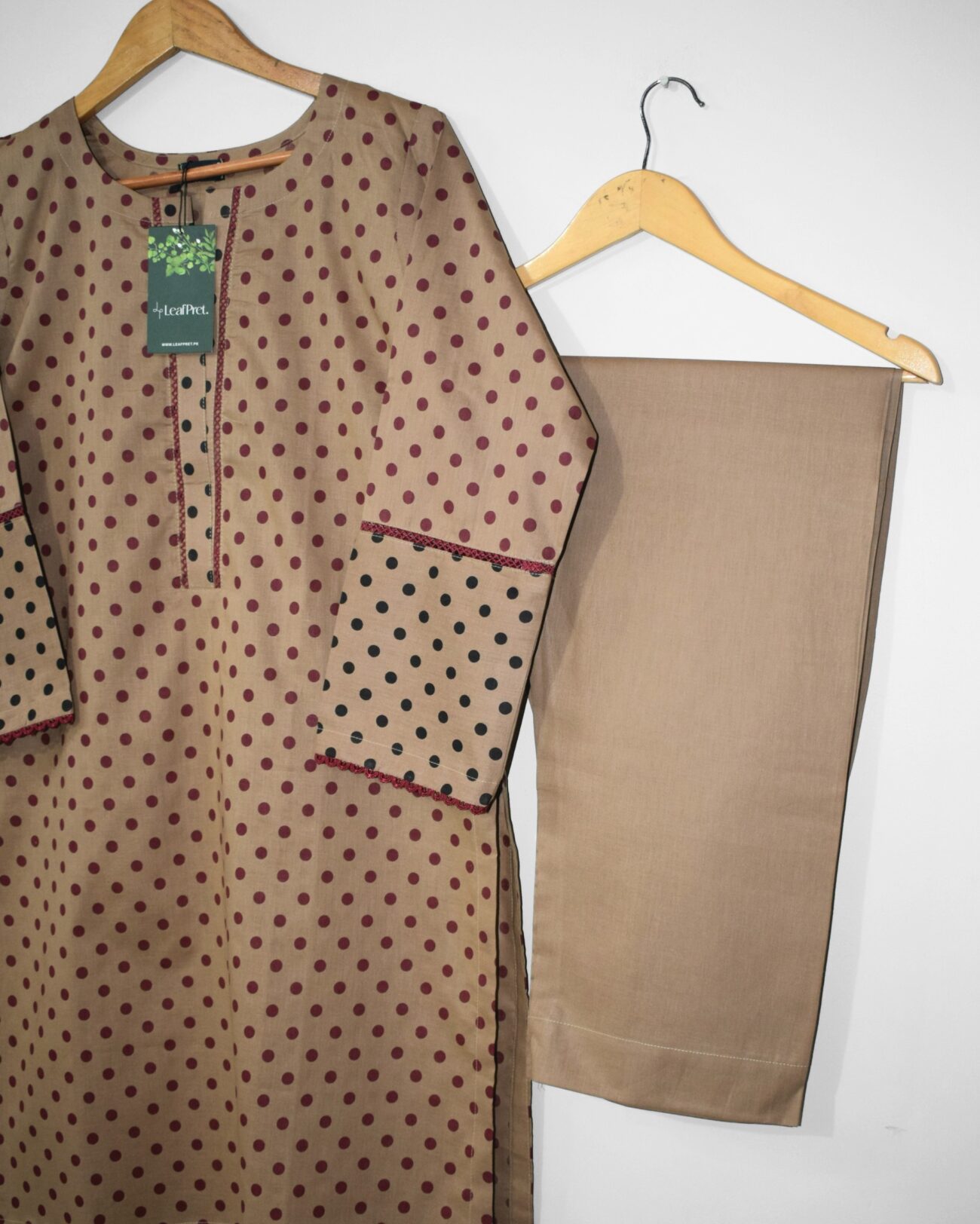 Cocoa Dot plain trouser for 2 piece lawn suit