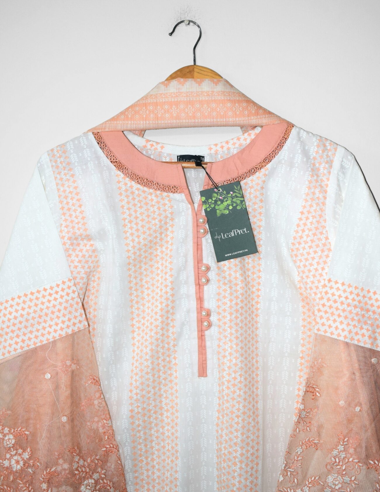 Peach Line – 3 Piece Embroidery Lawn Suit | Stitched - Image 2